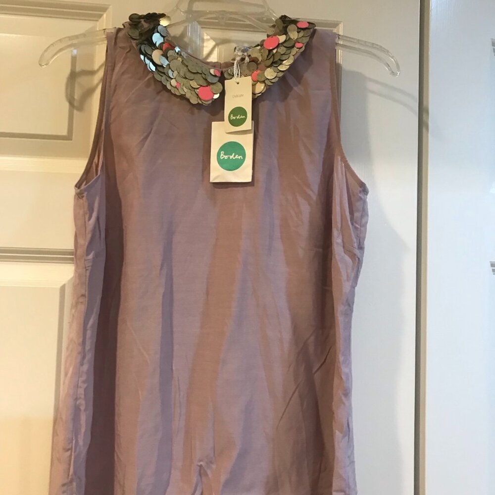 Boden Sequined Collar Top Sz 6 NWT